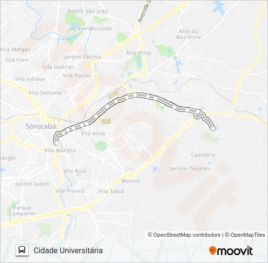 52 CIDADE UNIVERSITÁRIA Bus Line Map