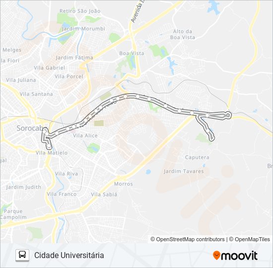 52 CIDADE UNIVERSITÁRIA bus Line Map