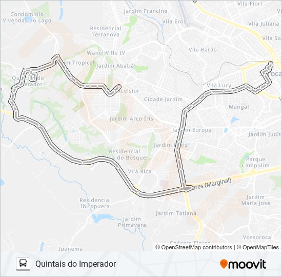 18 QUINTAIS DO IMPERADOR bus Line Map