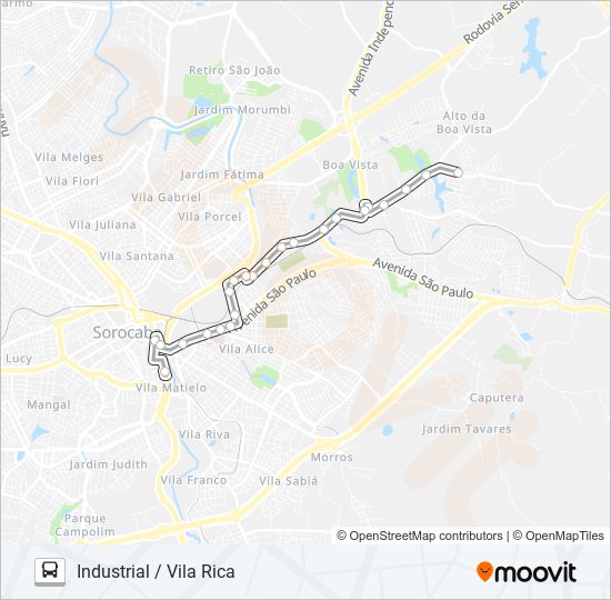 Mapa da linha 07 INDUSTRIAL / VILA RICA de ônibus