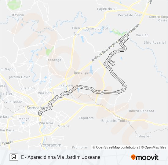 Mapa da linha 34 APARECIDINHA VIA TERRA de ônibus