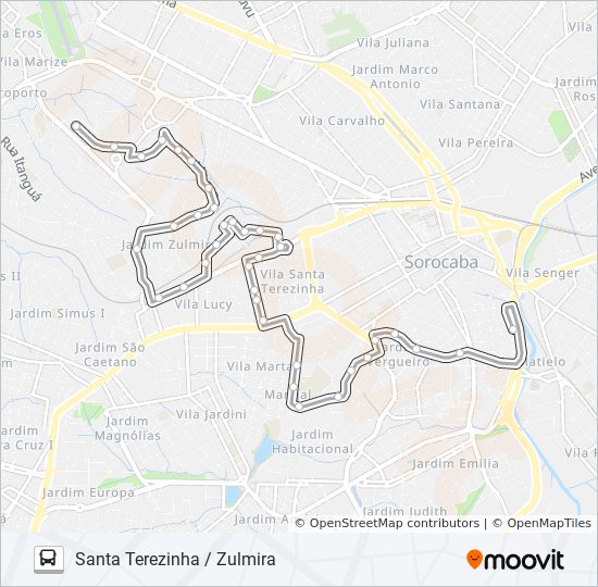 Mapa da linha 09 SANTA TEREZINHA / ZULMIRA de ônibus