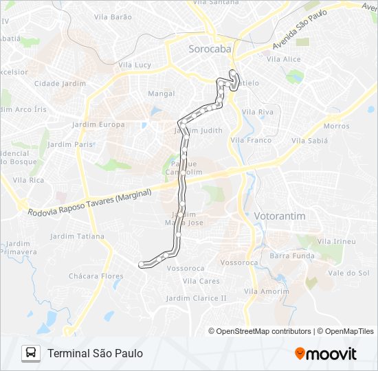 Mapa da linha 71 CAMPOLIM VIA RAPOSO TAVARES de ônibus