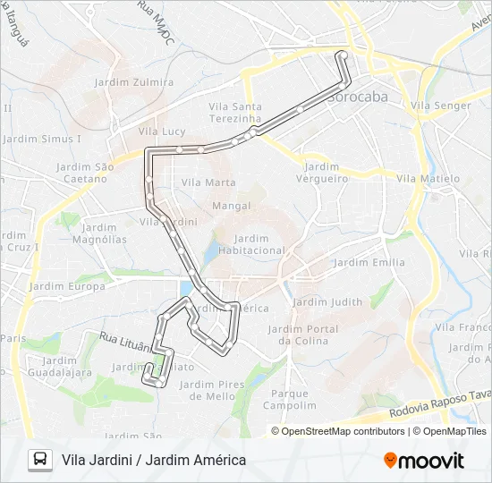 40 VILA JARDINI / JARDIM AMÉRICA Bus Line Map