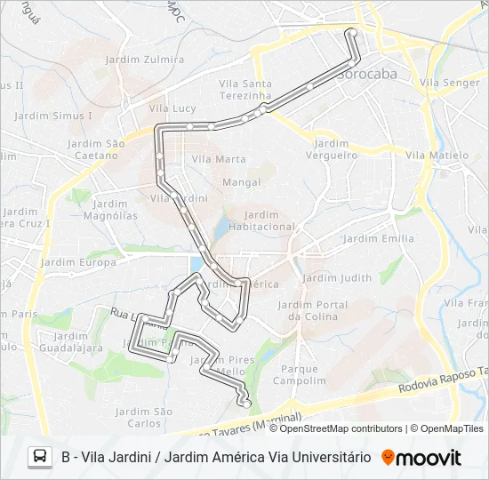 40 VILA JARDINI / JARDIM AMÉRICA Bus Line Map