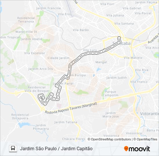 15 JARDIM SÃO PAULO / JARDIM CAPITÃO bus Line Map