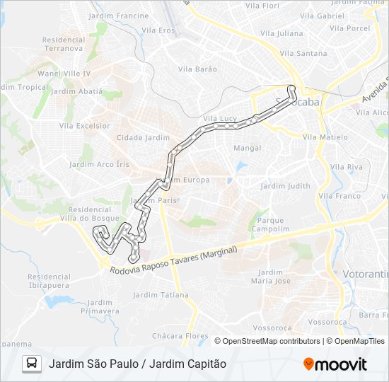 Mapa da linha 15 JARDIM SÃO PAULO / JARDIM CAPITÃO de ônibus
