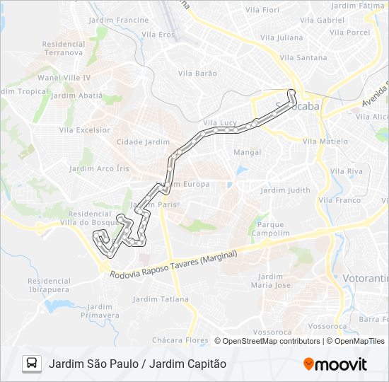 Mapa da linha 15 JARDIM SÃO PAULO / JARDIM CAPITÃO de ônibus
