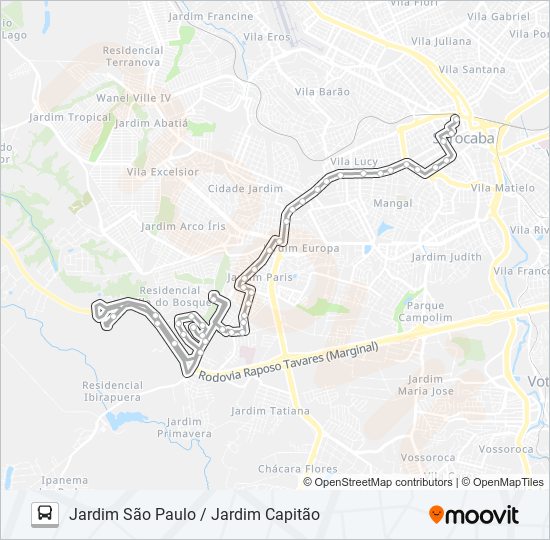 Mapa de 15 JARDIM SÃO PAULO / JARDIM CAPITÃO de autobús