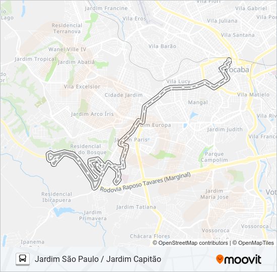 15 JARDIM SÃO PAULO / JARDIM CAPITÃO bus Line Map