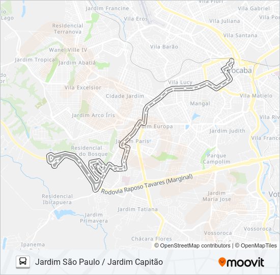 15 JARDIM SÃO PAULO / JARDIM CAPITÃO bus Line Map