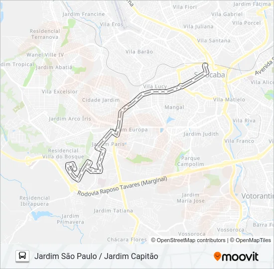 15 JARDIM SÃO PAULO / JARDIM CAPITÃO Bus Line Map