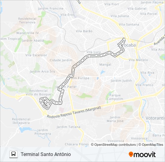 Mapa da linha 15 JARDIM SÃO PAULO / JARDIM CAPITÃO de ônibus