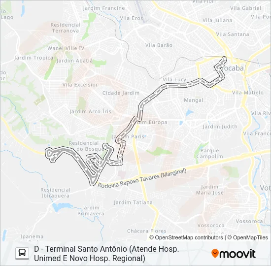 15 JARDIM SÃO PAULO / JARDIM CAPITÃO Bus Line Map
