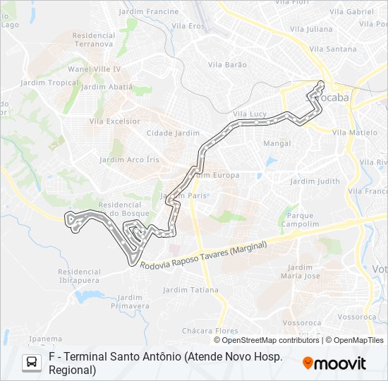 Mapa da linha 15 JARDIM SÃO PAULO / JARDIM CAPITÃO de ônibus