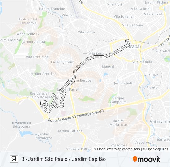 Mapa de 15 JARDIM SÃO PAULO / JARDIM CAPITÃO de autobús