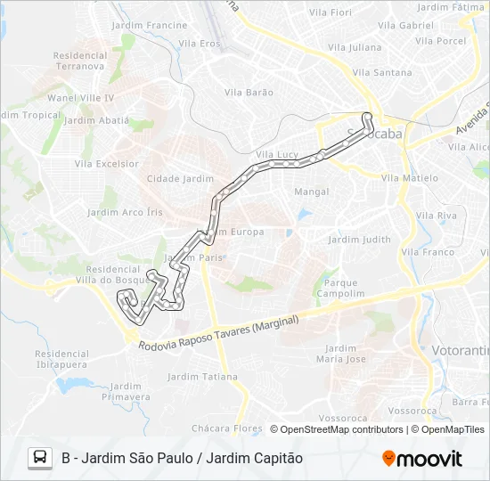 15 JARDIM SÃO PAULO / JARDIM CAPITÃO Bus Line Map