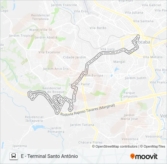 15 JARDIM SÃO PAULO / JARDIM CAPITÃO Bus Line Map