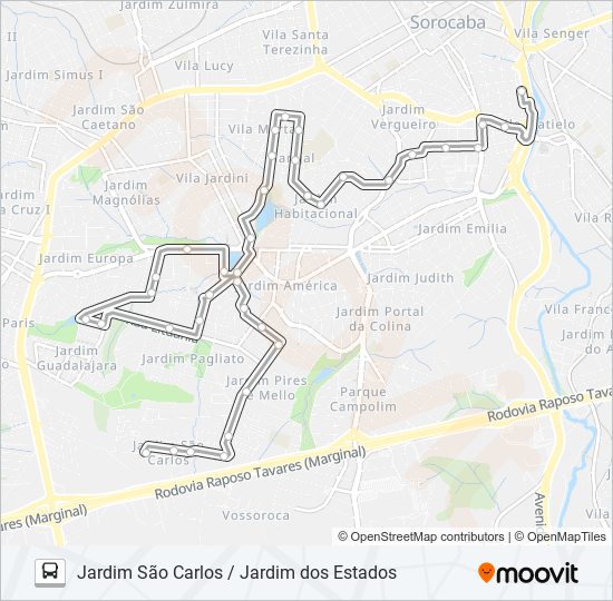 27 JARDIM SÃO CARLOS / JARDIM DOS ESTADOS bus Line Map