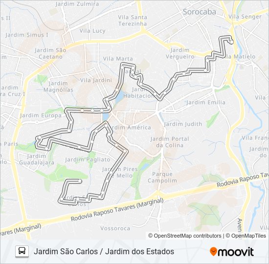 27 JARDIM SÃO CARLOS / JARDIM DOS ESTADOS bus Line Map