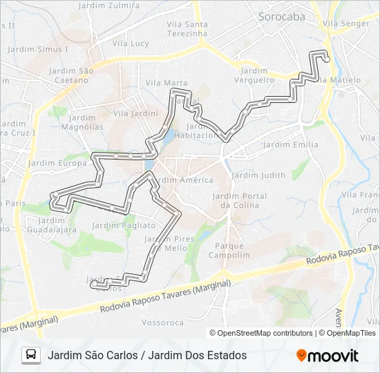 27 JARDIM SÃO CARLOS / JARDIM DOS ESTADOS Bus Line Map