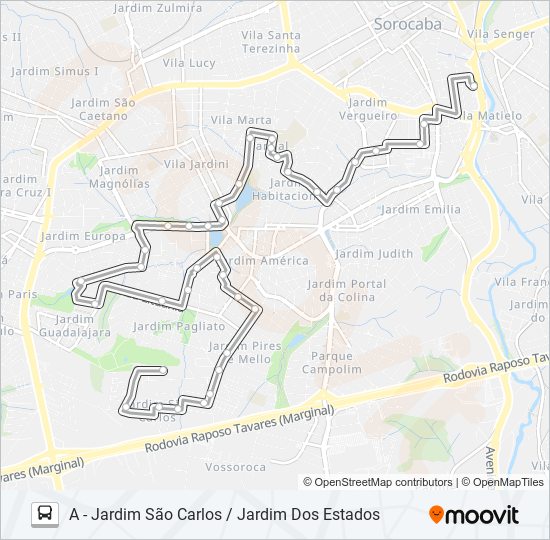 Mapa da linha 27 JARDIM SÃO CARLOS / JARDIM DOS ESTADOS de ônibus