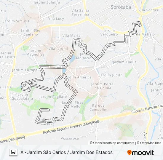 27 JARDIM SÃO CARLOS / JARDIM DOS ESTADOS Bus Line Map
