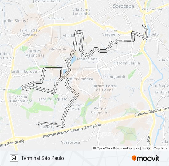 27 JARDIM SÃO CARLOS / JARDIM DOS ESTADOS bus Line Map