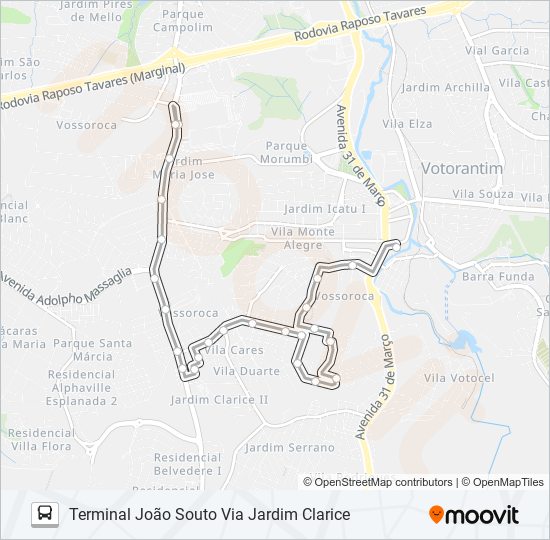 Mapa da linha 3107 IGUATEMI de ônibus