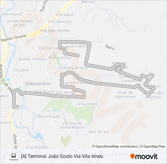 Mapa da linha 3111 VILA NOVA de ônibus