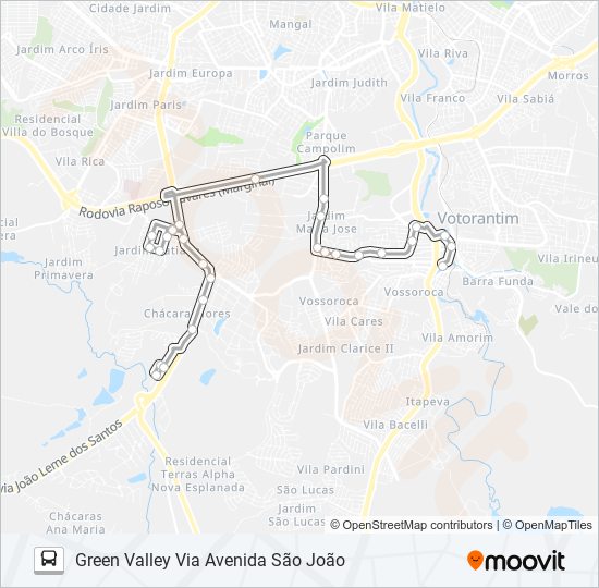 Mapa da linha 3110 GREEN VALLEY de ônibus