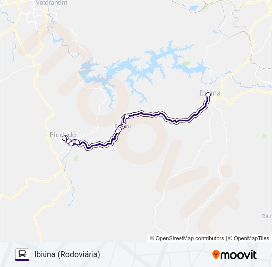 Mapa da linha 6223 IBIÚNA - PIEDADE de 