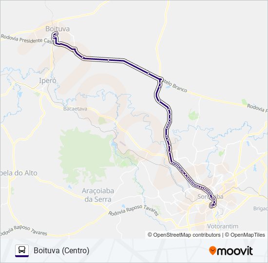 Mapa da linha 6101 BOITUVA - SOROCABA de ônibus