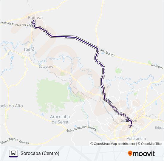 Mapa da linha 6101 BOITUVA - SOROCABA de 