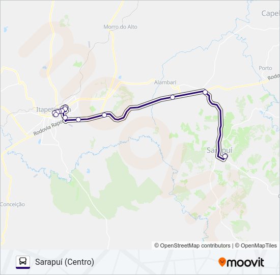 Mapa da linha 6116 SARAPUÍ - ITAPETININGA de 