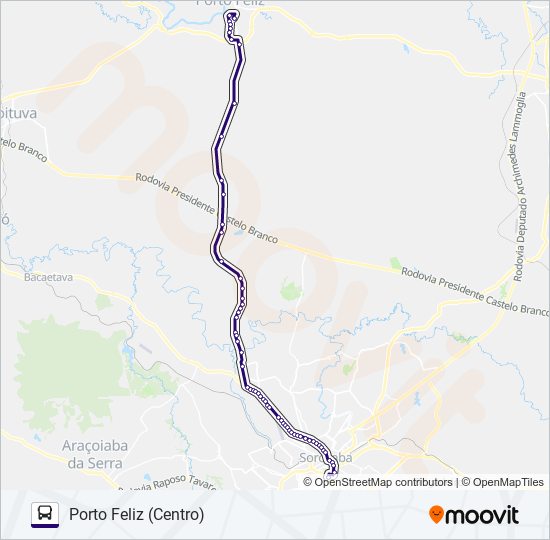 Mapa da linha 6201 PORTO FELIZ - SOROCABA de ônibus