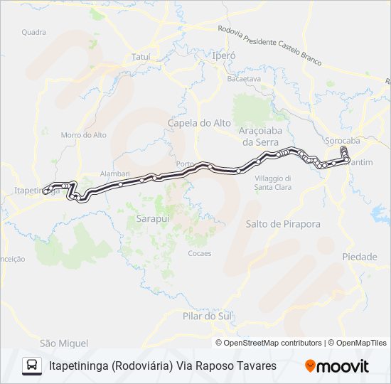 6113 ITAPETININGA - SOROCABA [SELETIVO] bus Line Map