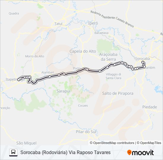 6113 ITAPETININGA - SOROCABA [SELETIVO] bus Line Map