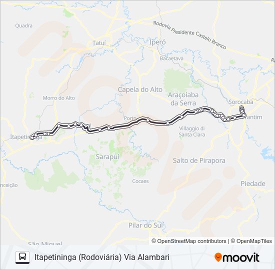 6114 ITAPETININGA - SOROCABA [SELETIVO] bus Line Map