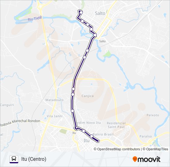 Mapa da linha 6206 SALTO - ITU de 