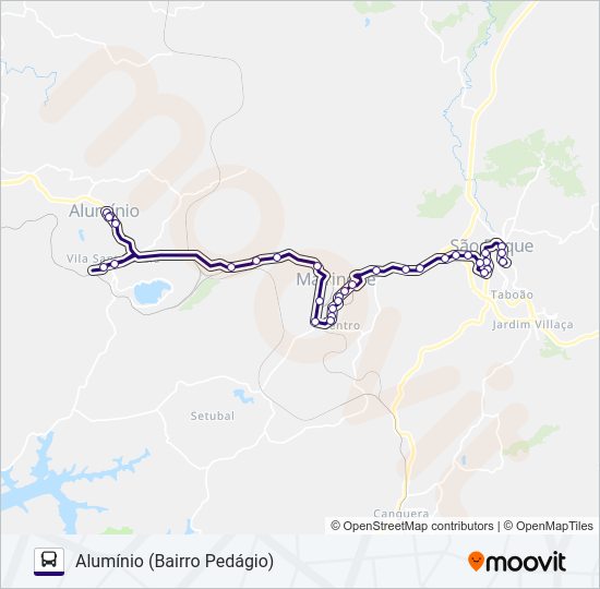 Mapa da linha 6219 ALUMÍNIO - SÃO ROQUE de 