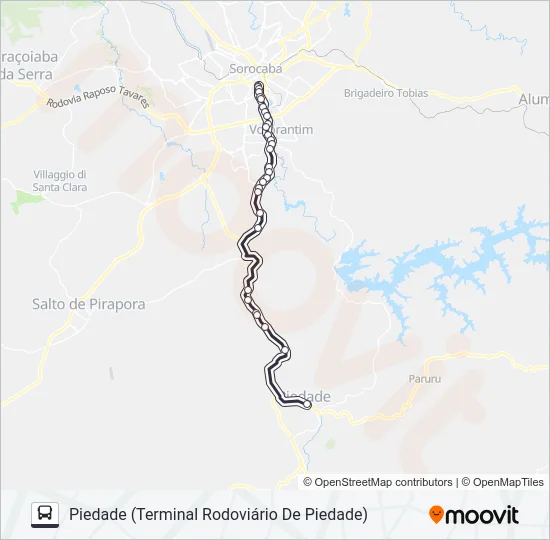6329 PIEDADE - SOROCABA [SELETIVO]  Line Map