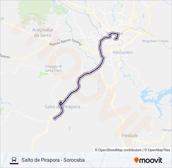 Mapa da linha 6316 SALTO DE PIRAPORA - SOROCABA de ônibus