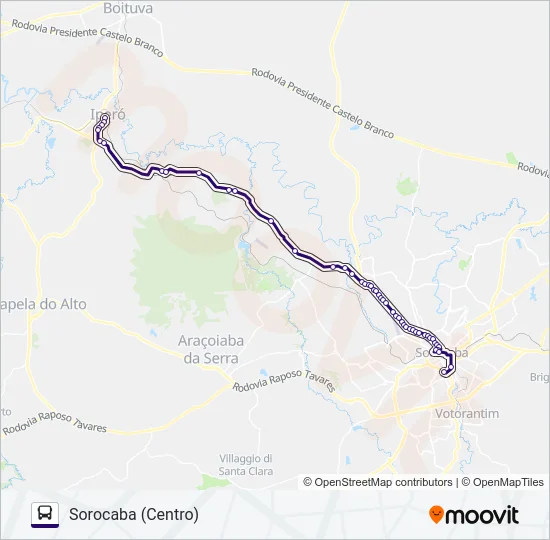 Mapa da linha 6325 IPERÓ - SOROCABA de 