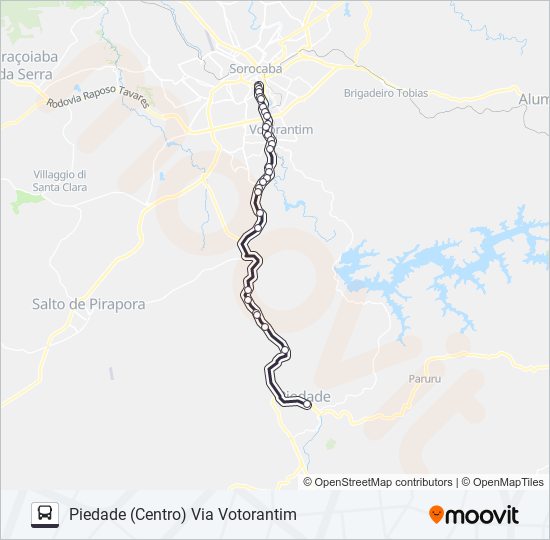 Mapa de 6306 PIEDADE - SOROCABA [SELETIVO] de autobús