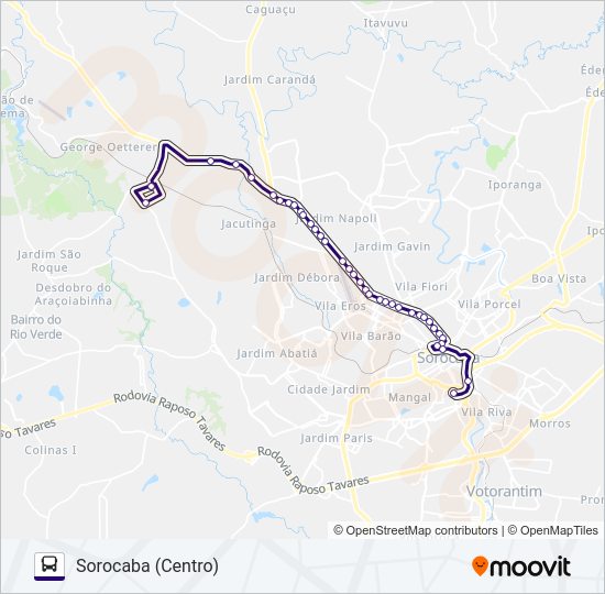 Mapa da linha 6330 IPERÓ - SOROCABA de 