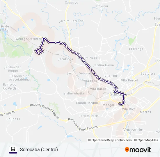 Mapa da linha 6330 IPERÓ - SOROCABA de 