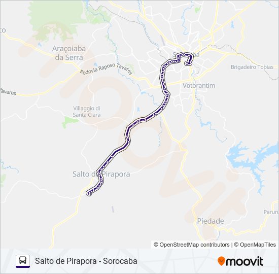 Mapa da linha 6315 SALTO DE PIRAPORA - SOROCABA de ônibus