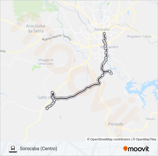 Mapa da linha 6314 SALTO DE PIRAPORA - SOROCABA [SELETIVO] de 