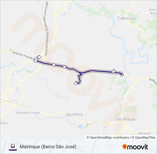 Mapa da linha 6226EX1 ITU - MAIRINQUE de 